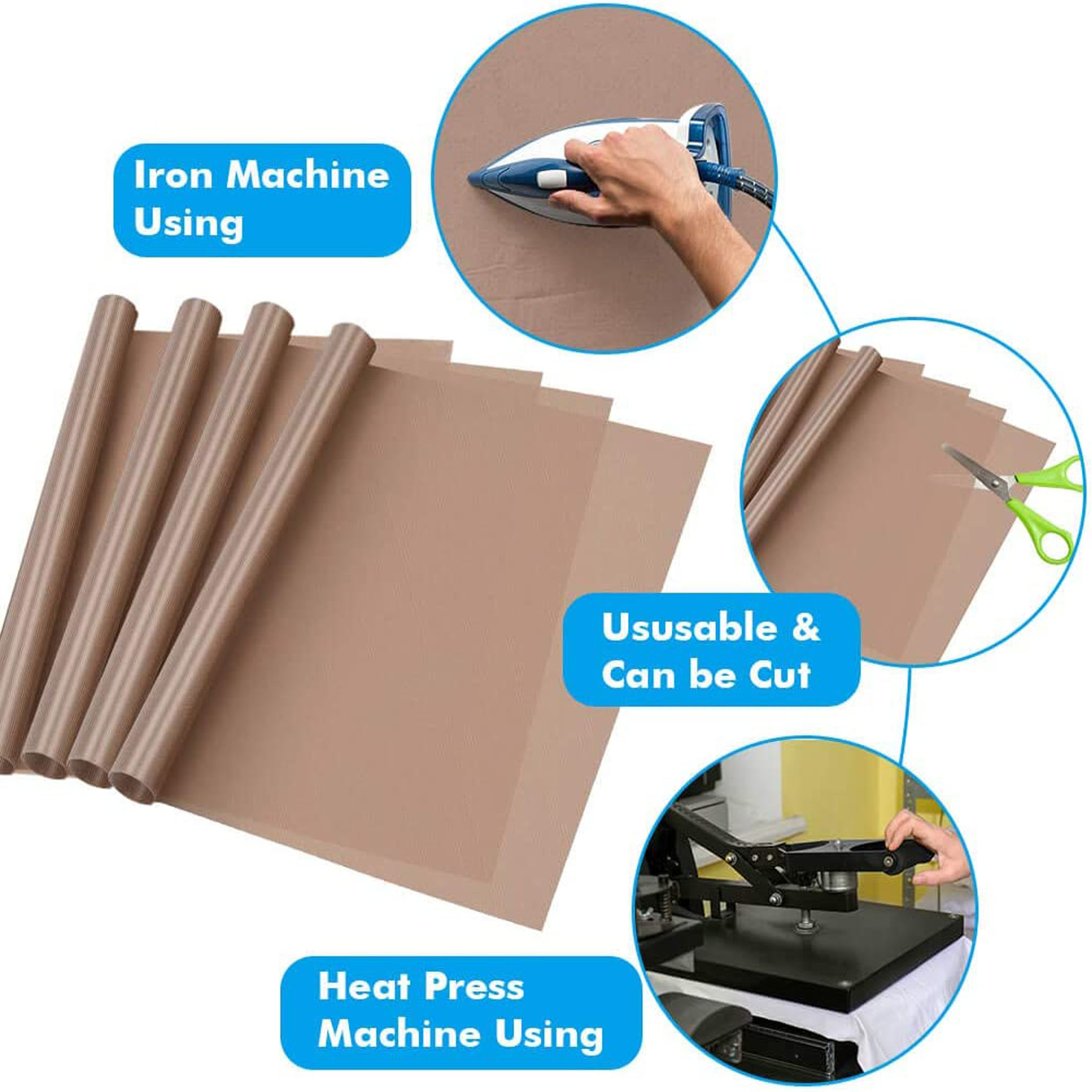 Heat Press Teflon Sheet - Polytetrafluorethylen-Folie wird für Antihaft-Heißpresspapier, Bügelpapier und