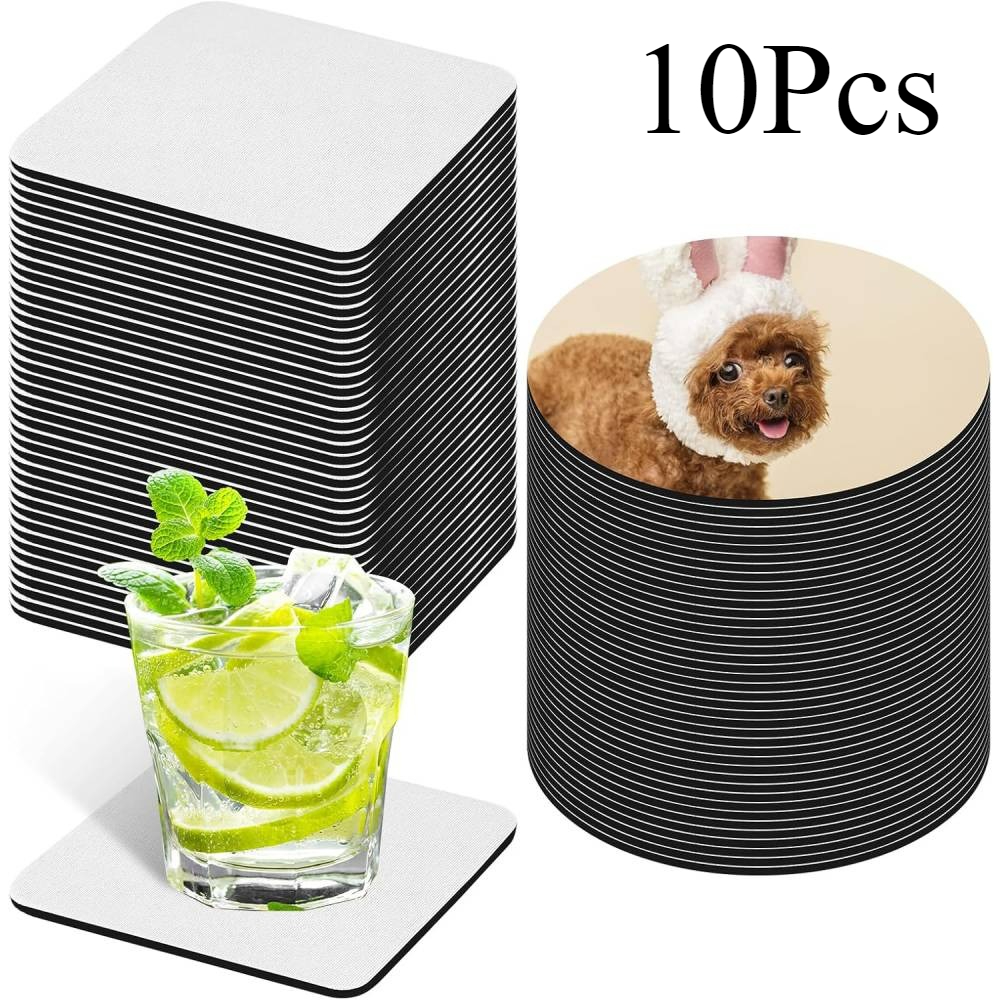Sublimation Mug Blank - 10-teiliges Sublimations-Untersetzer-Rohlinge-Großset – quadratische und runde