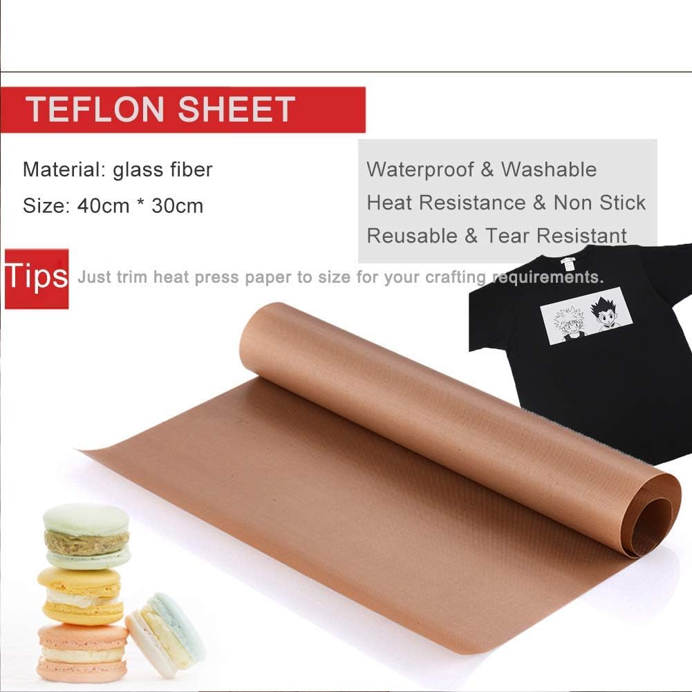 Heat Press Teflon Sheet - Te-Flon-Blatt für Wärmepresse, 1 Stück PTFE-Wärmepresse-Transferblatt,