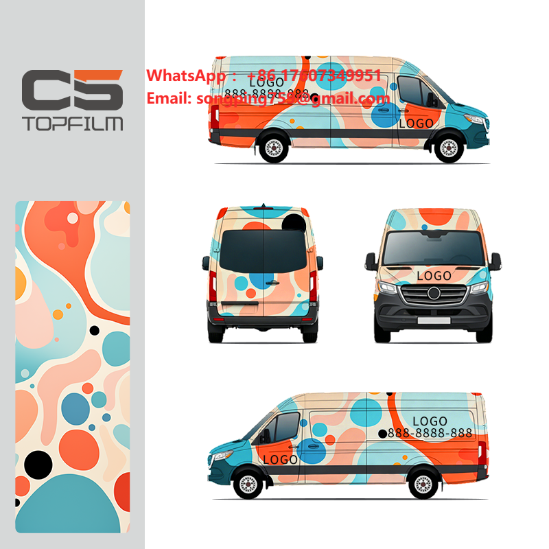Commercial Wrap Printing - Individuell Bedruckte Fahrzeug-Werbefolie Buntes Abstraktes Design