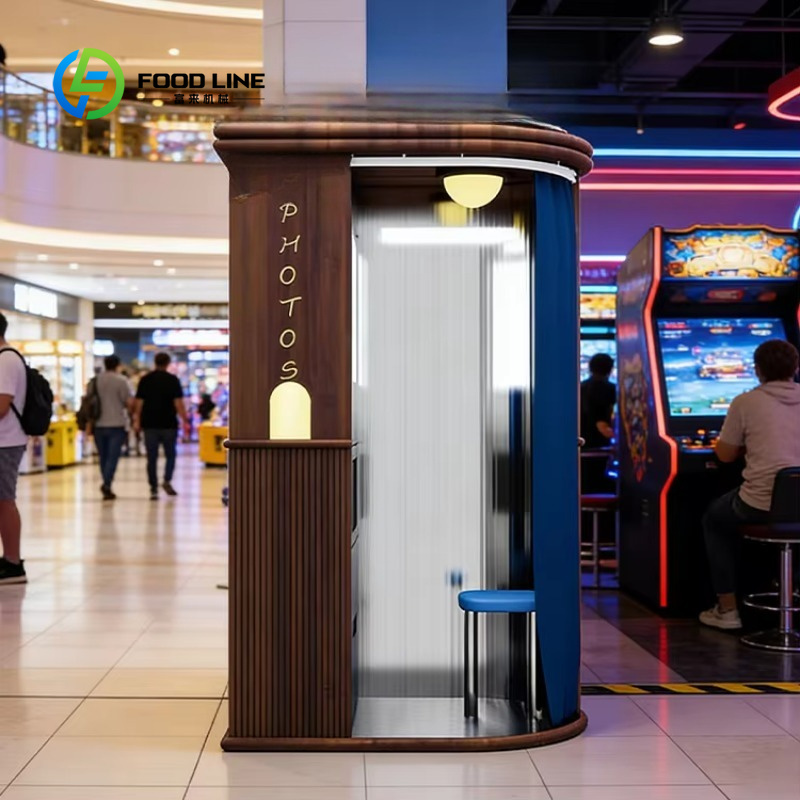 Commercial Photo Printing Kiosk - Maßgefertigte geschlossene Fotobox im nordischen Vintage-Design,